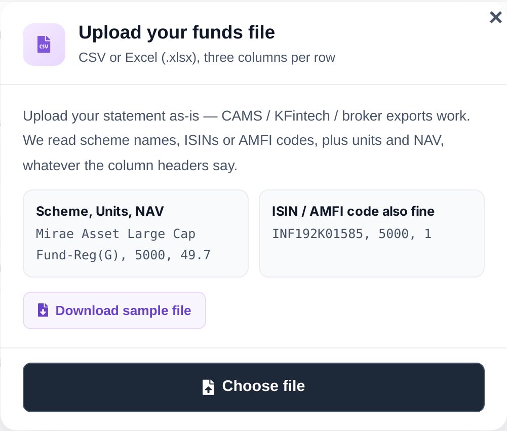 The upload help panel, showing the two accepted formats